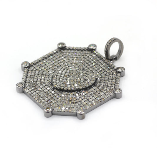 Hexagon Pave Diamond Pendant