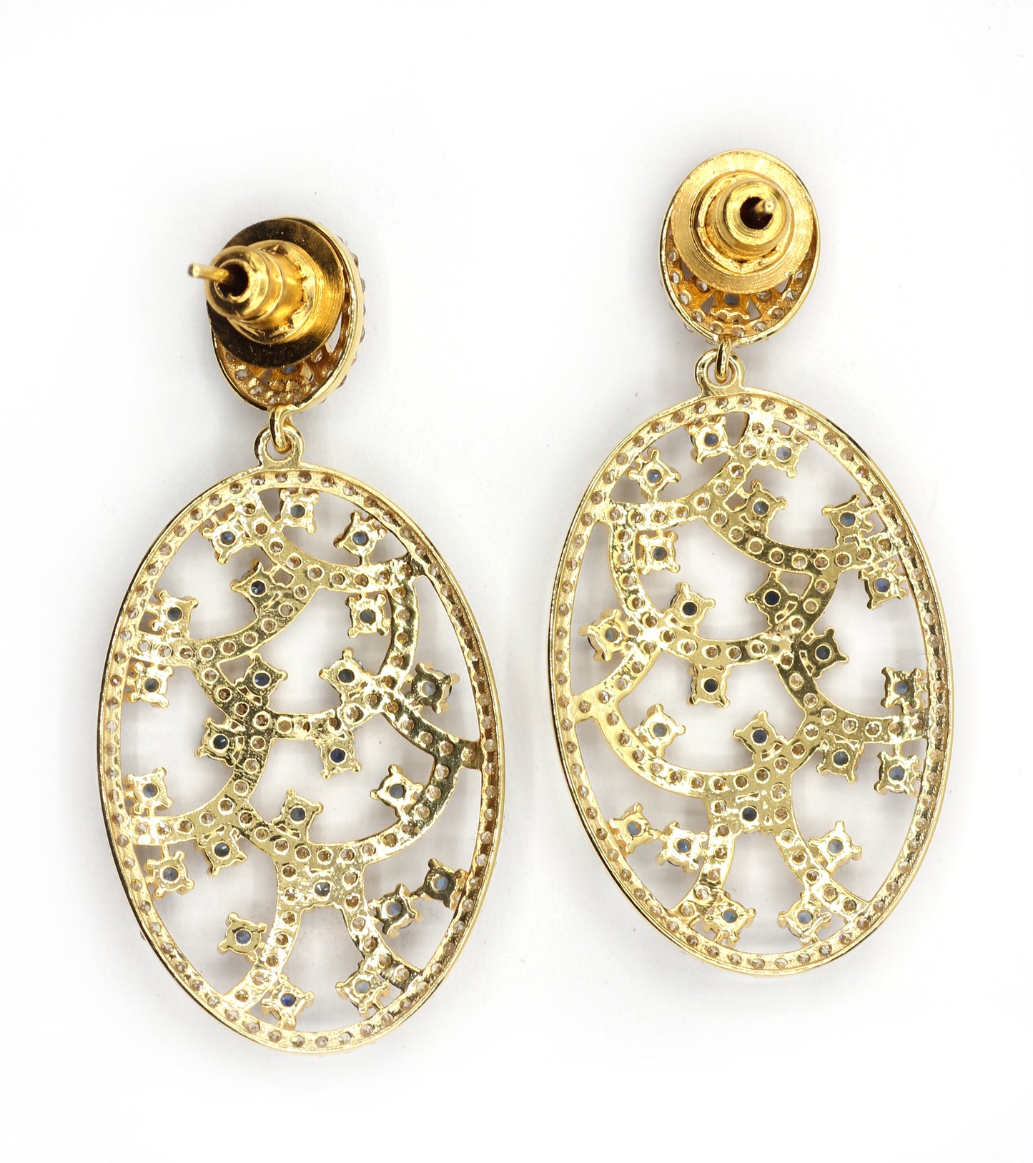Oval 14k Solid Gold Diamond Earring