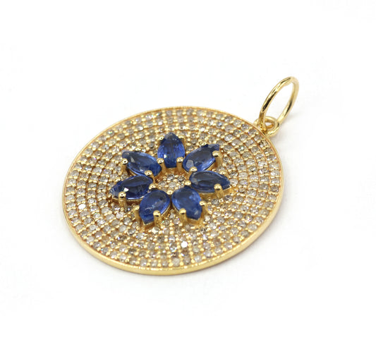 Round 14k Solid Gold Diamond Pendants.