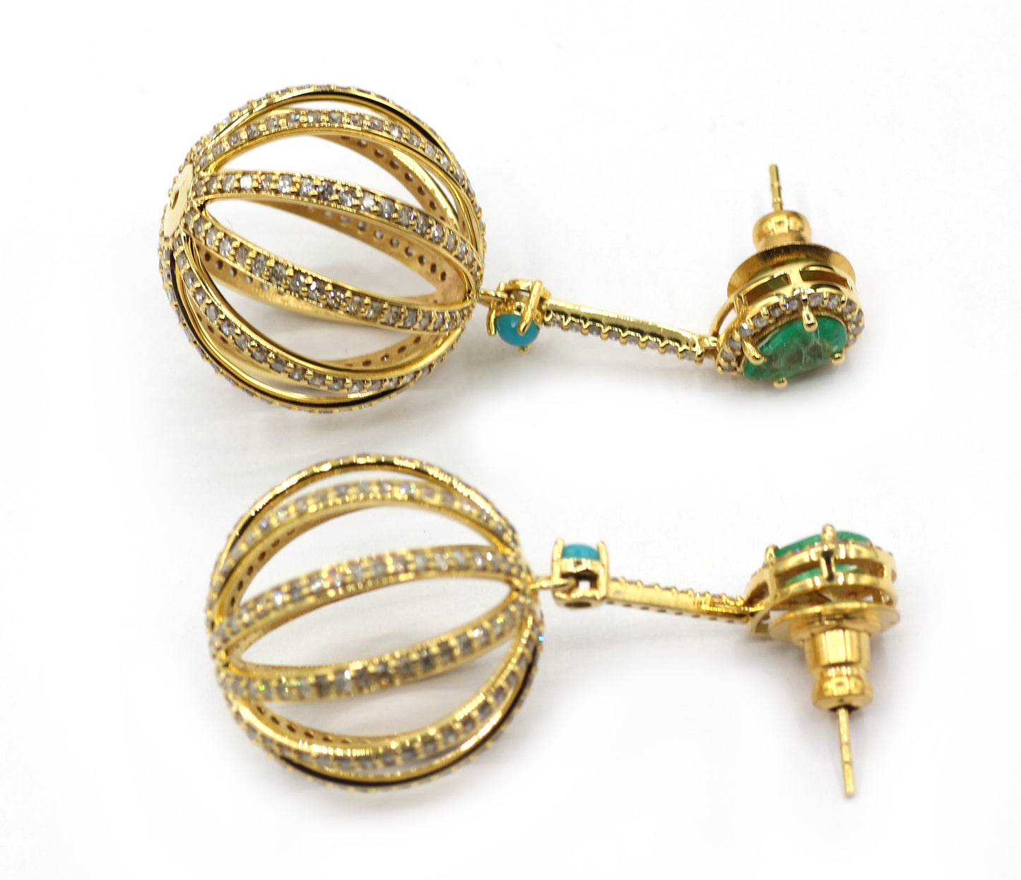 Ball 14k Solid Gold Diamond Earring. Genuine handmade pave diamond Earring. 14k Solid Gold Diamond Earring..