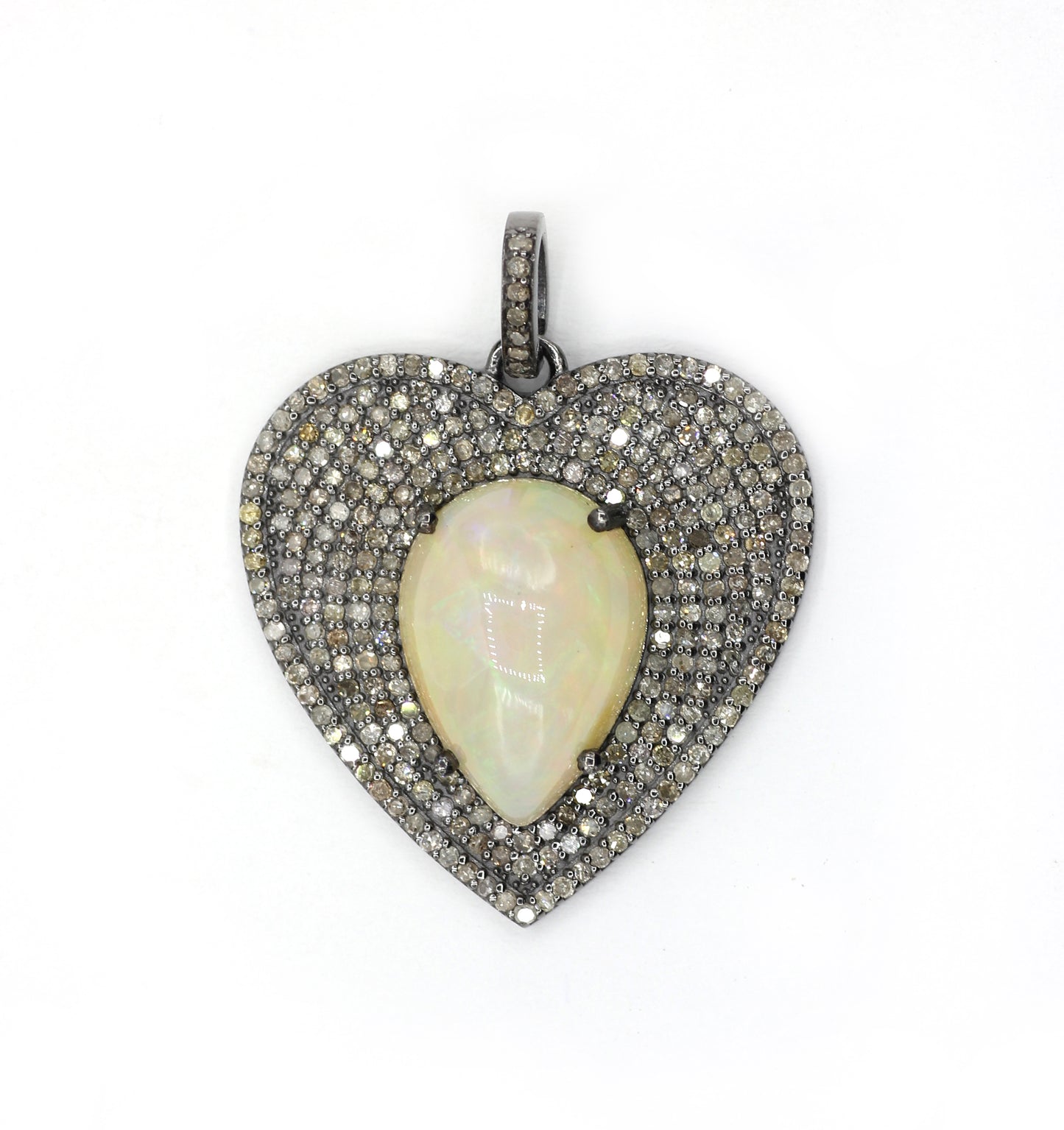 Heart Silver Pave Diamond Pendant