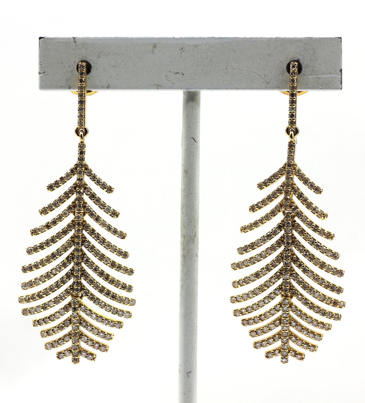 Leaf 14k Solid Gold Diamond Earring