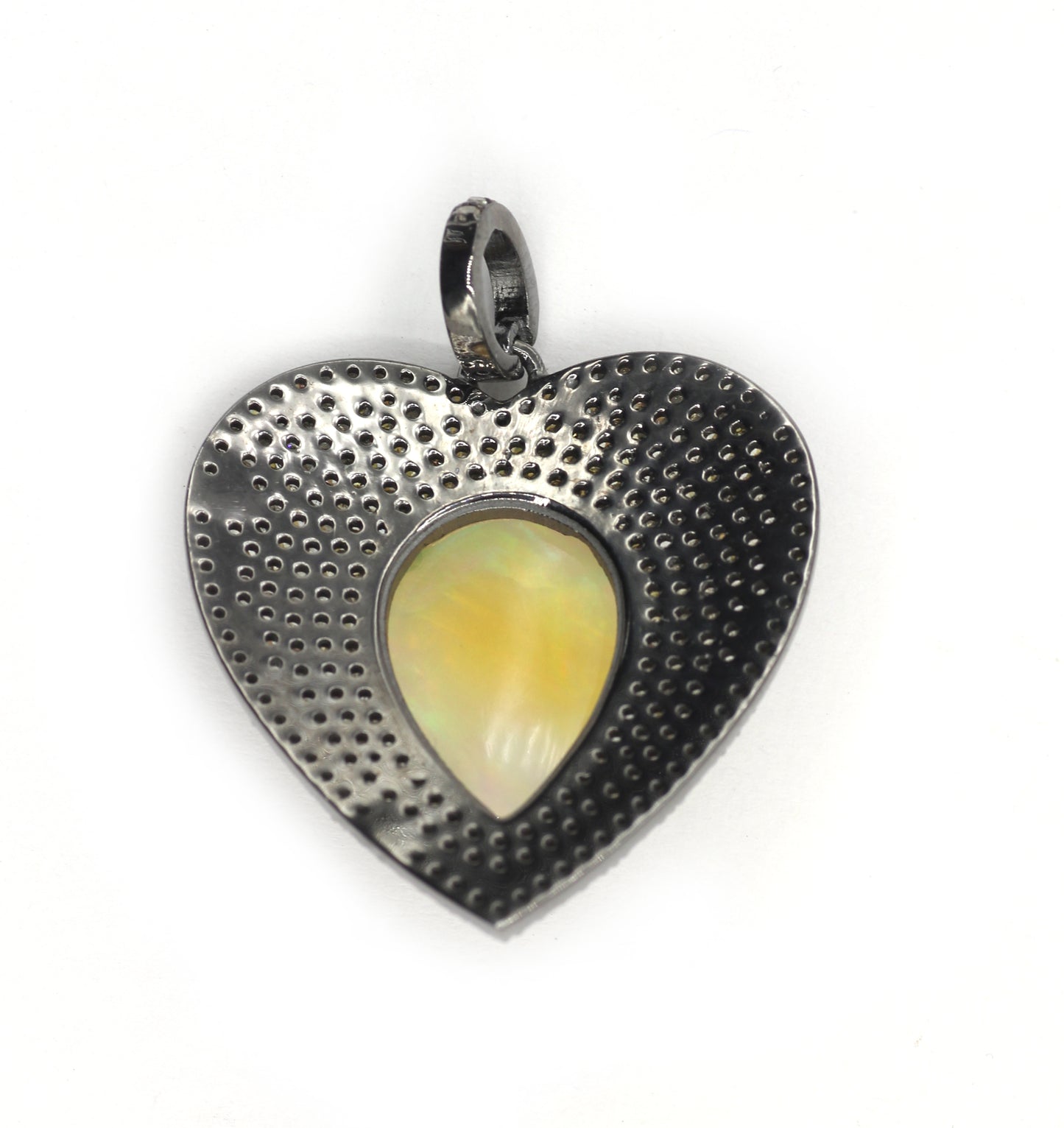 Heart Silver Pave Diamond Pendant