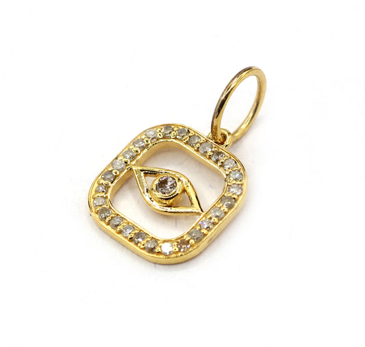 Square 14k Solid Gold Diamond Pendants.
