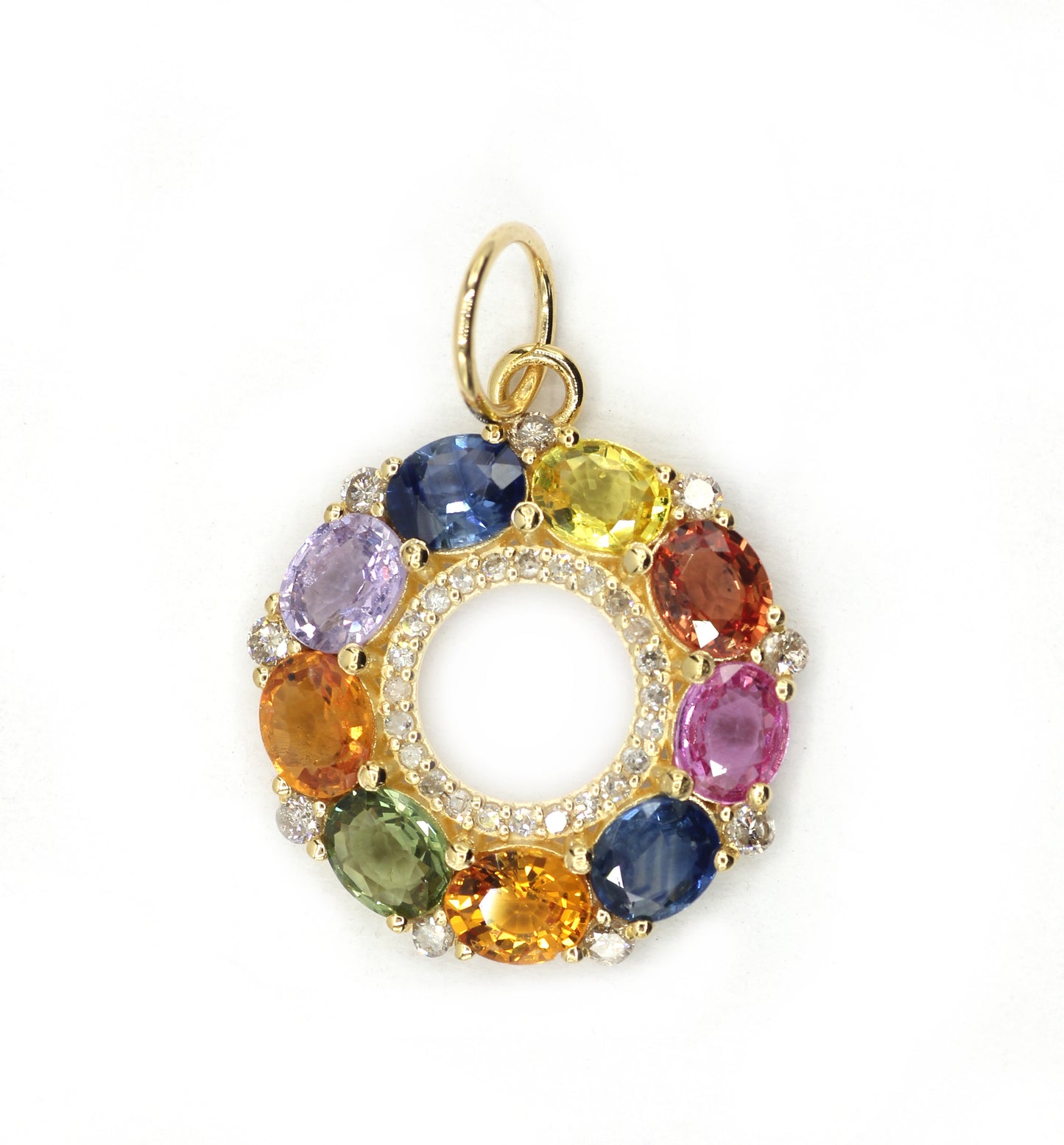 Round 14k Solid Gold Diamond Pendants.