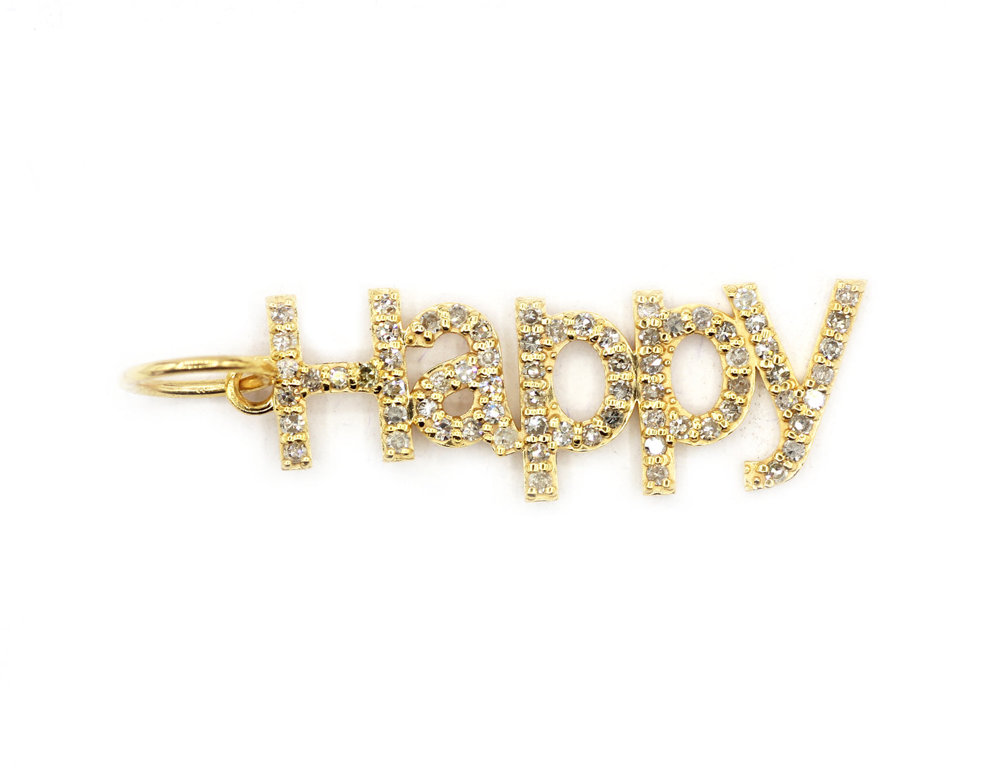 Happy 14k Solid Gold Diamond Pendants.