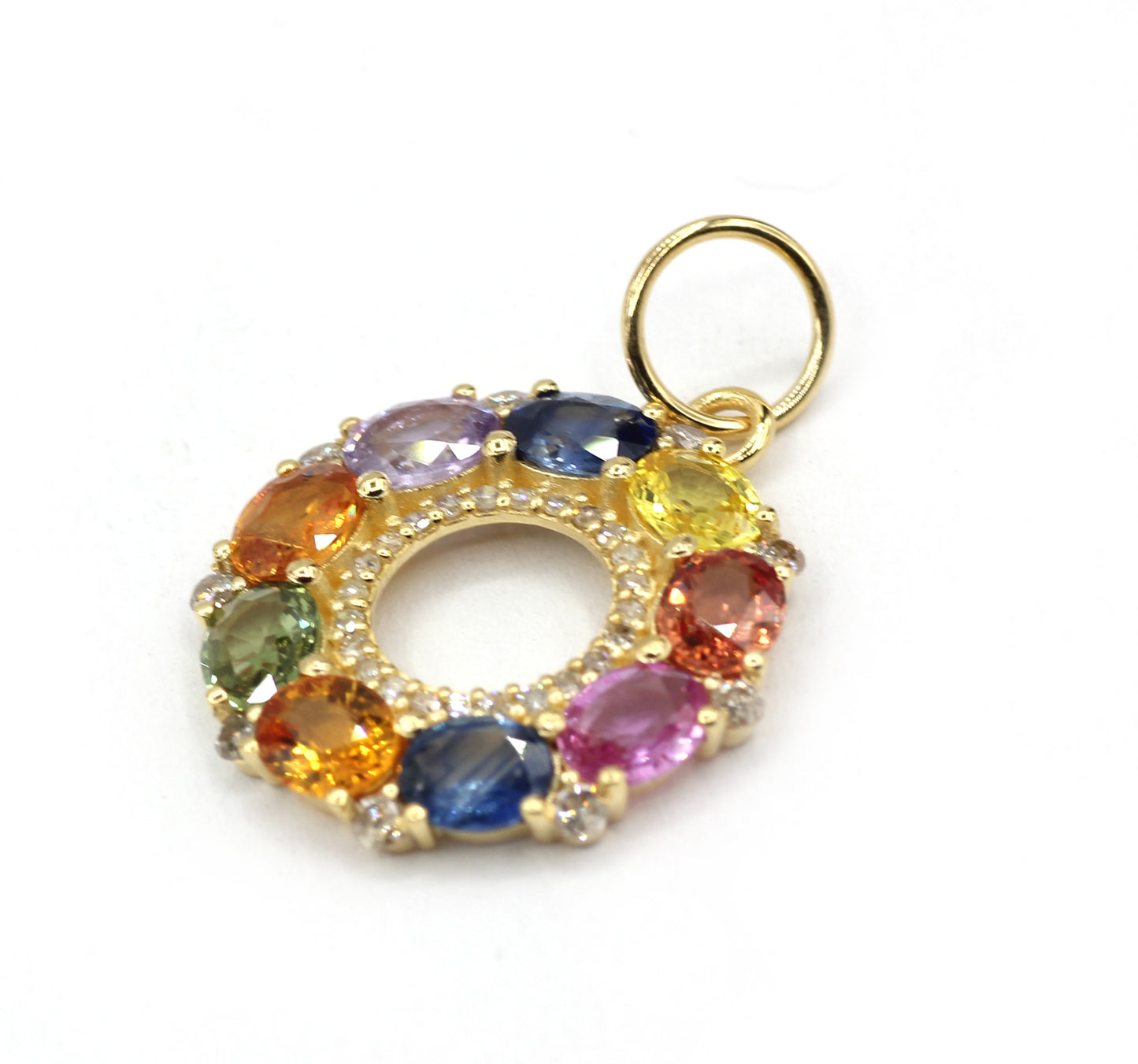 Round 14k Solid Gold Diamond Pendants.