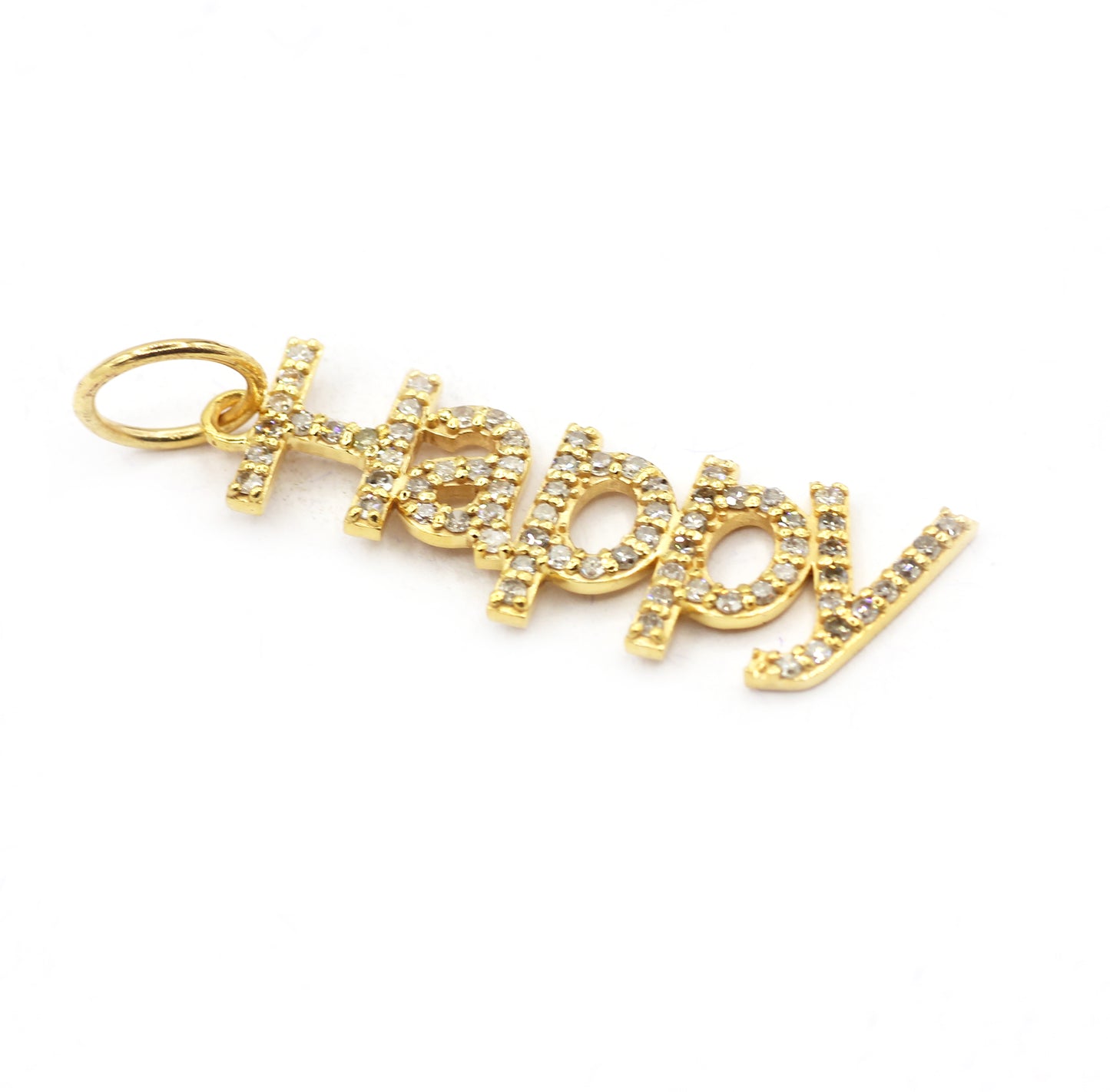 Happy 14k Solid Gold Diamond Pendants.