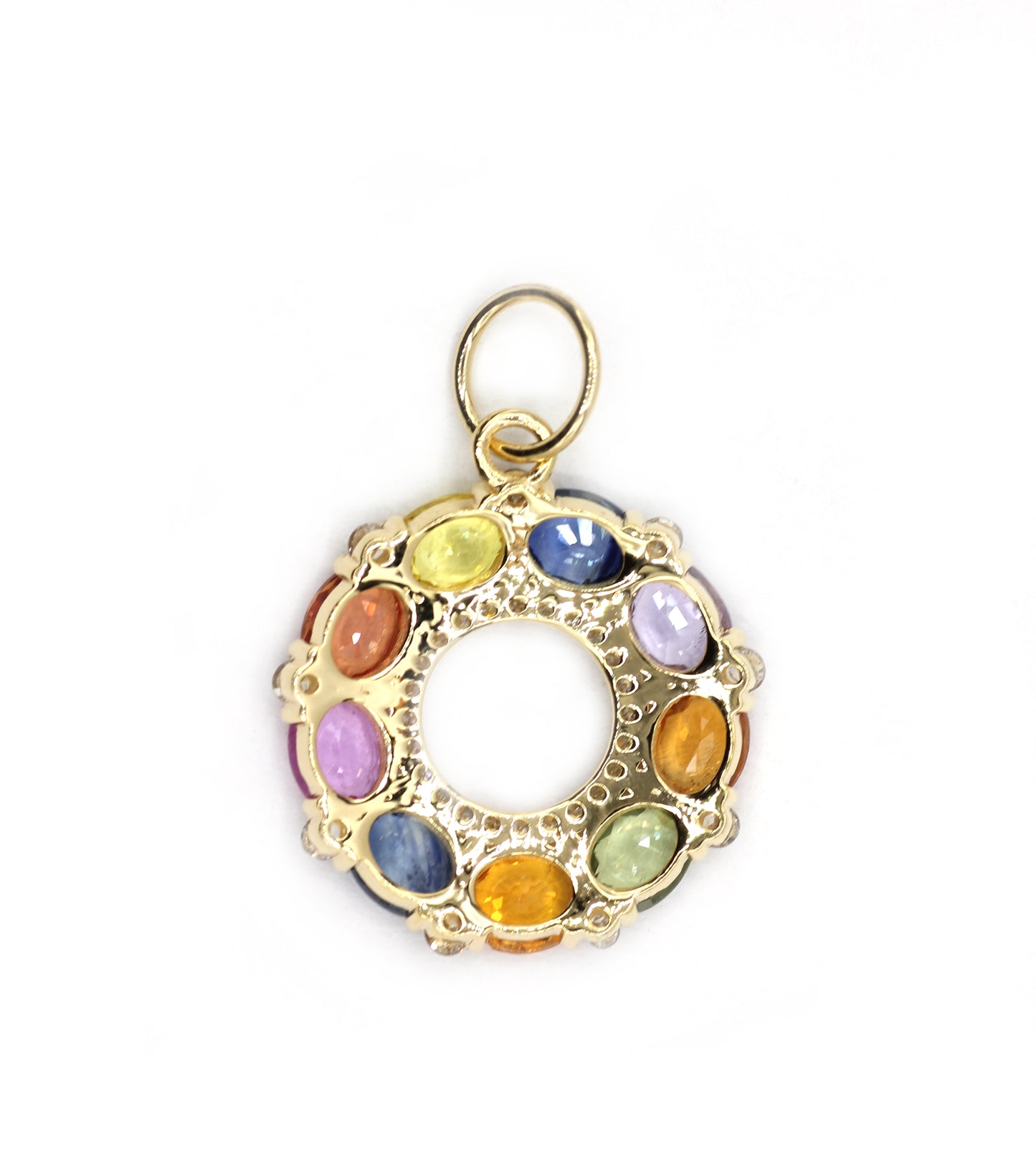 Round 14k Solid Gold Diamond Pendants.
