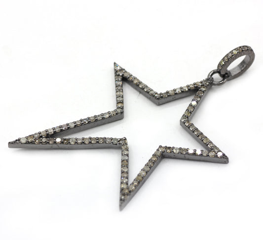 Star Silver Pave Diamond Pendant