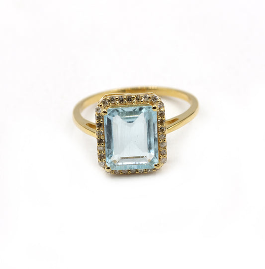 Aqua 14k Solid Gold Diamond Rings