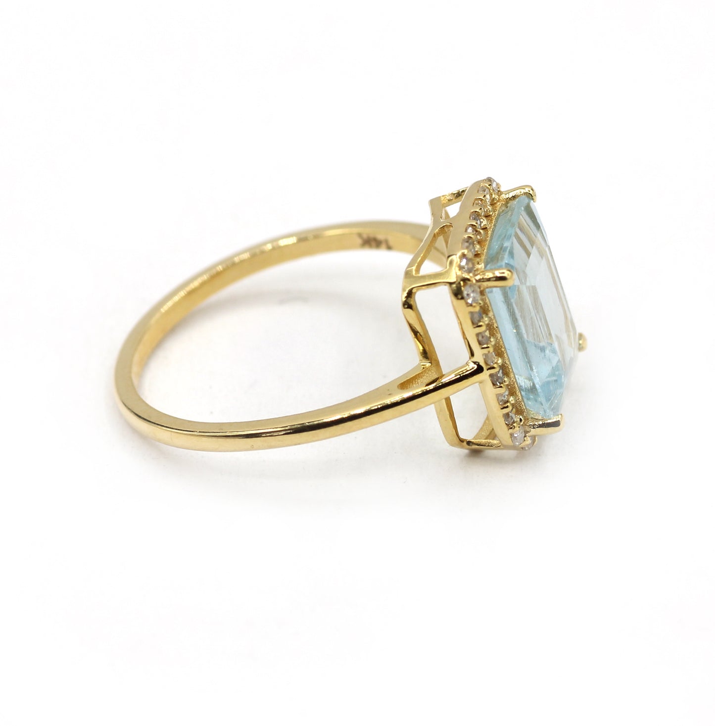Aqua 14k Solid Gold Diamond Rings