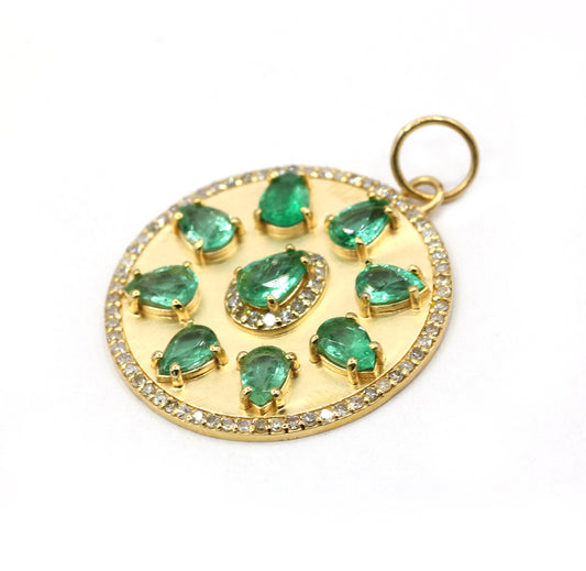 Round 14k Solid Gold Diamond Pendants.