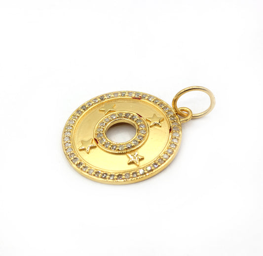 Round 14k Solid Gold Diamond Pendants.