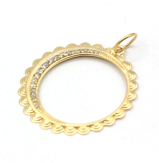 Round 14k Solid Gold Diamond Pendants.