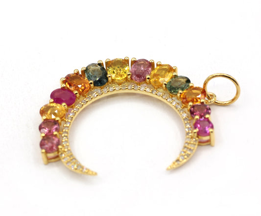 Moon 14k Solid Gold Diamond Pendants.