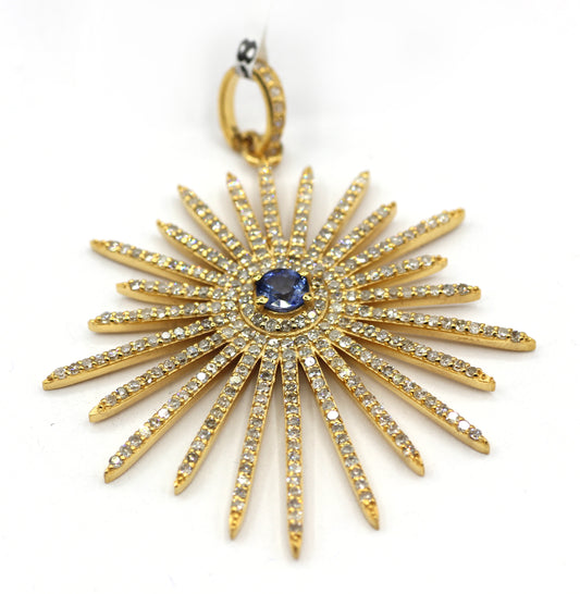 Starburst 14k Solid Gold Diamond Pendants.