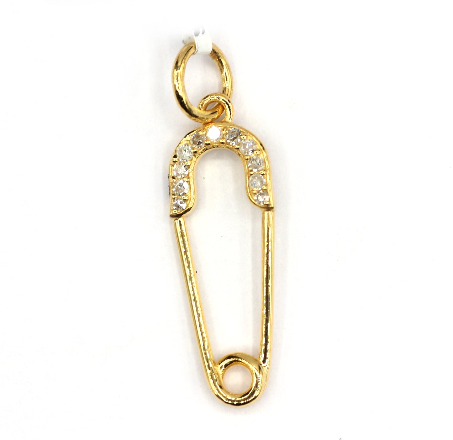 safety pin 14k Solid Gold Diamond Pendants.