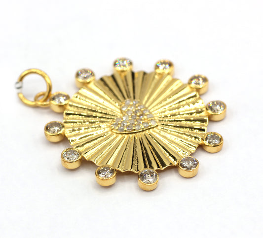 Heart 14k Solid Gold Diamond Pendants.