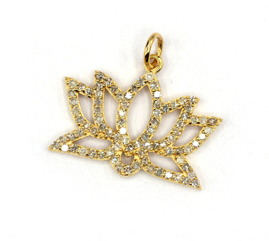 Lotus 14k Solid Gold Diamond Pendants.