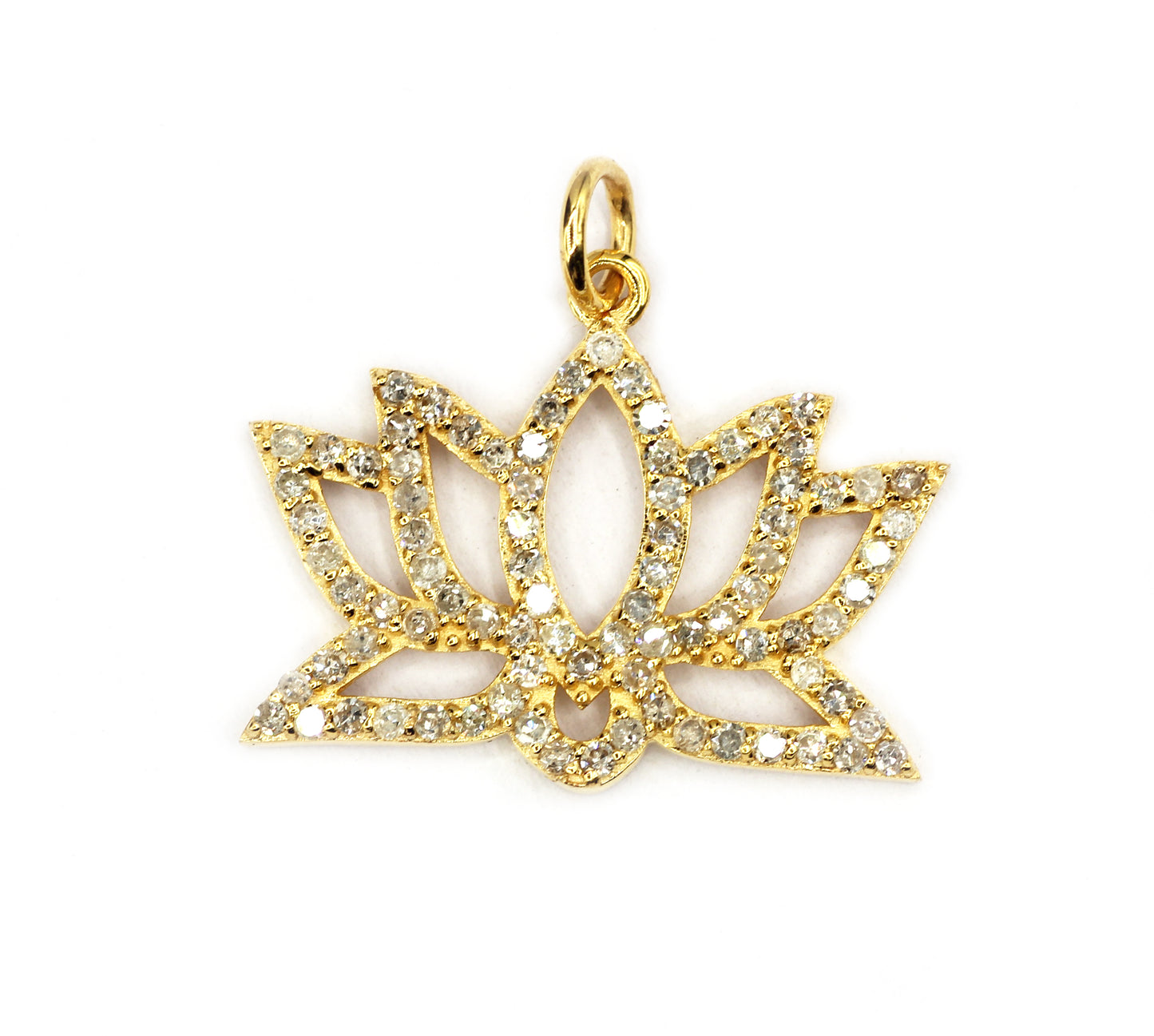 Lotus 14k Solid Gold Diamond Pendants.