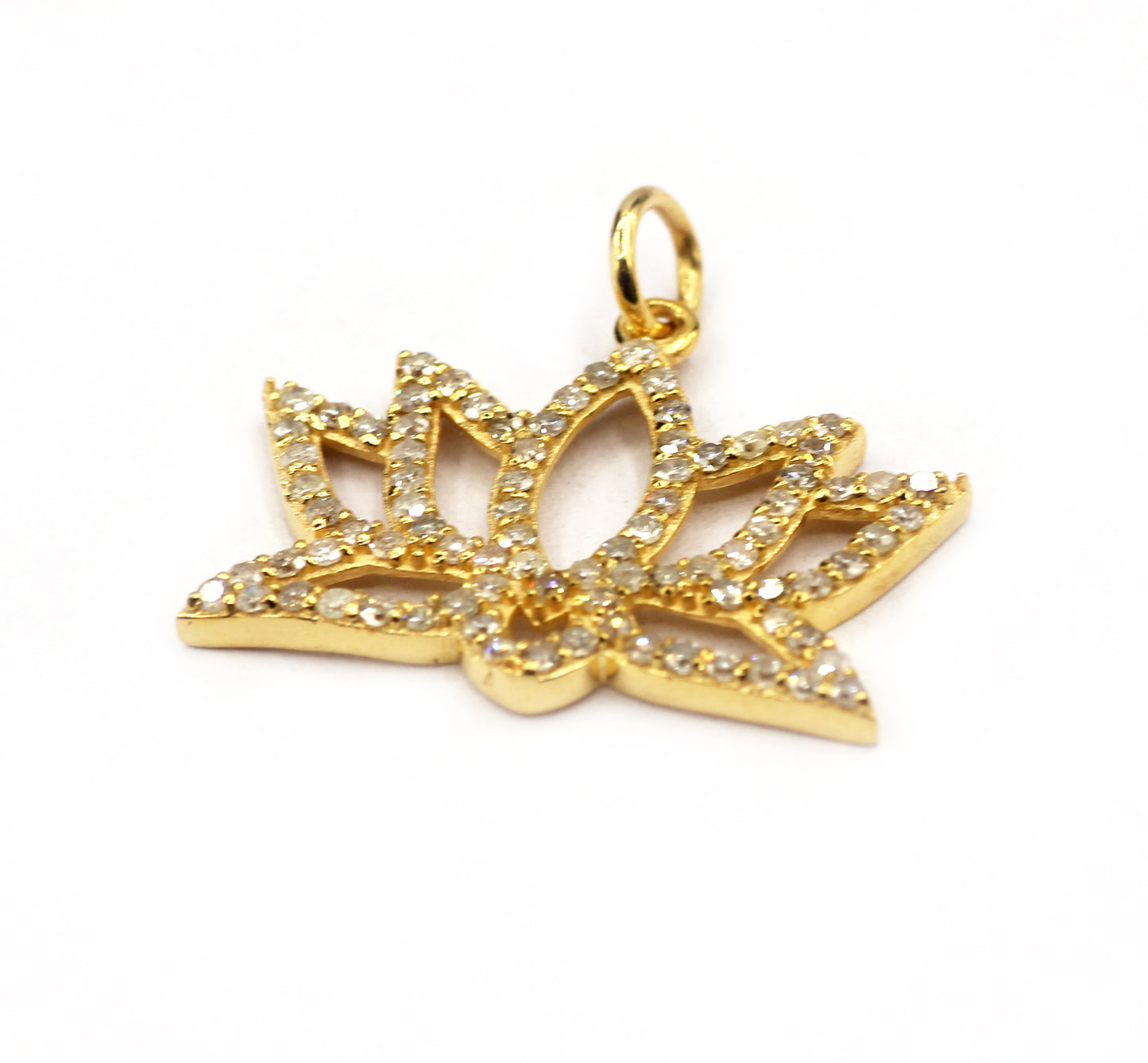 Lotus 14k Solid Gold Diamond Pendants.