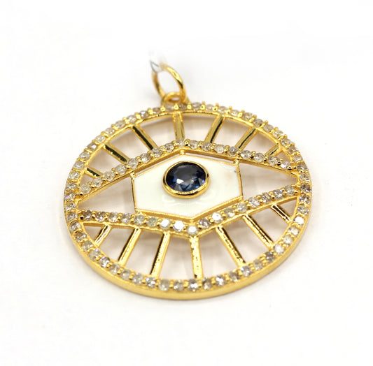 Round 14k Solid Gold Diamond Pendants.