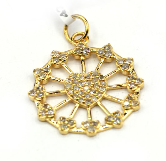 Heart 14k Solid Gold Diamond Pendants.