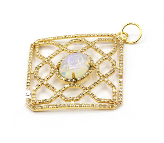 Square 14k Solid Gold Diamond Pendants.