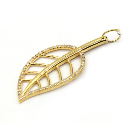 Leaf 14k Solid Gold Diamond Pendants.