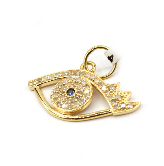 Evil Eye 14k Solid Gold Diamond Pendants.