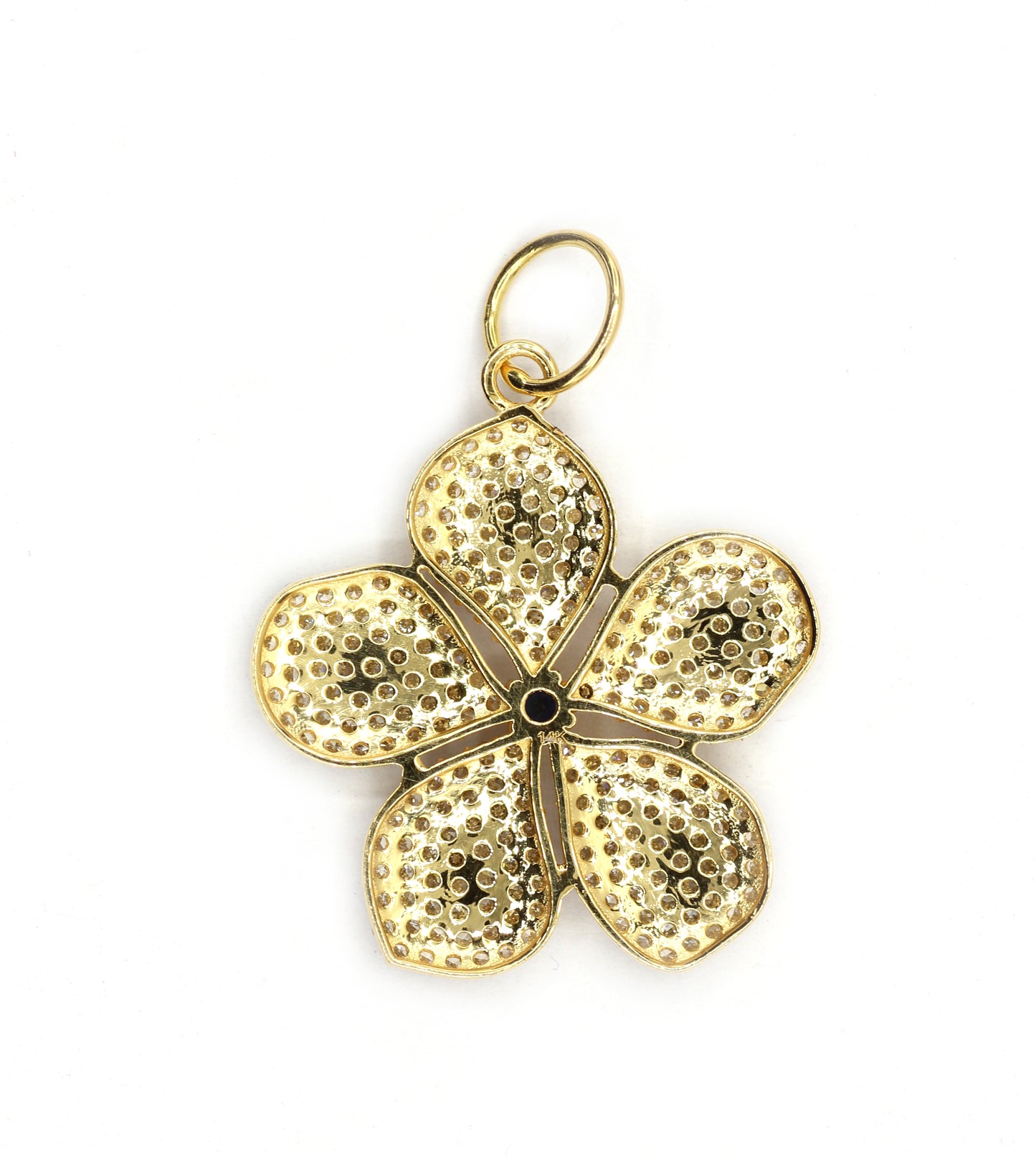 Flower 14k Solid Gold Diamond Pendants.
