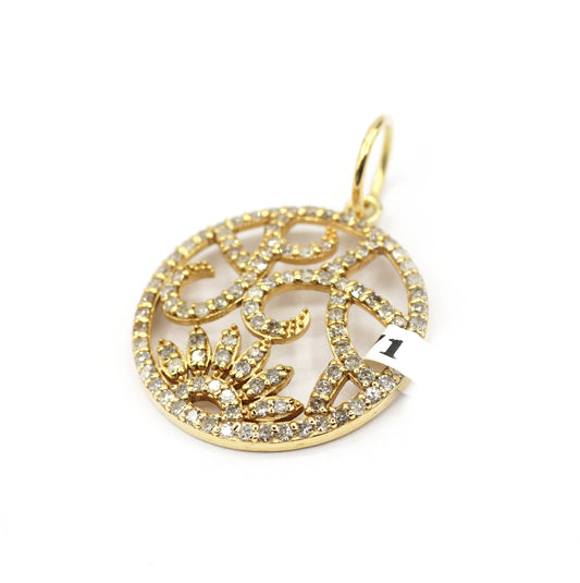Round 14k Solid Gold Diamond Pendants.