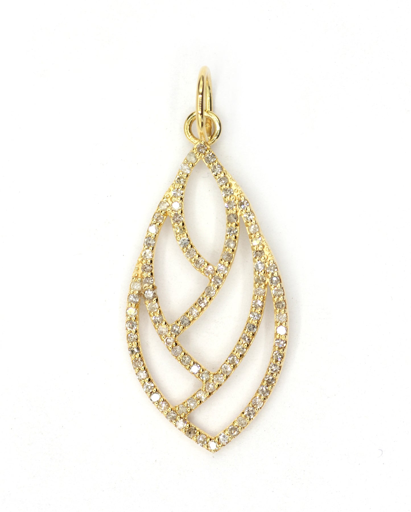 Leaf 14k Solid Gold Diamond Pendants.