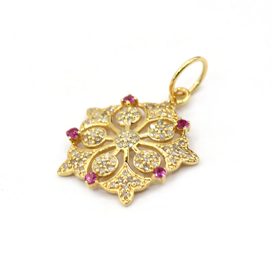 Round 14k Solid Gold Diamond Pendants.