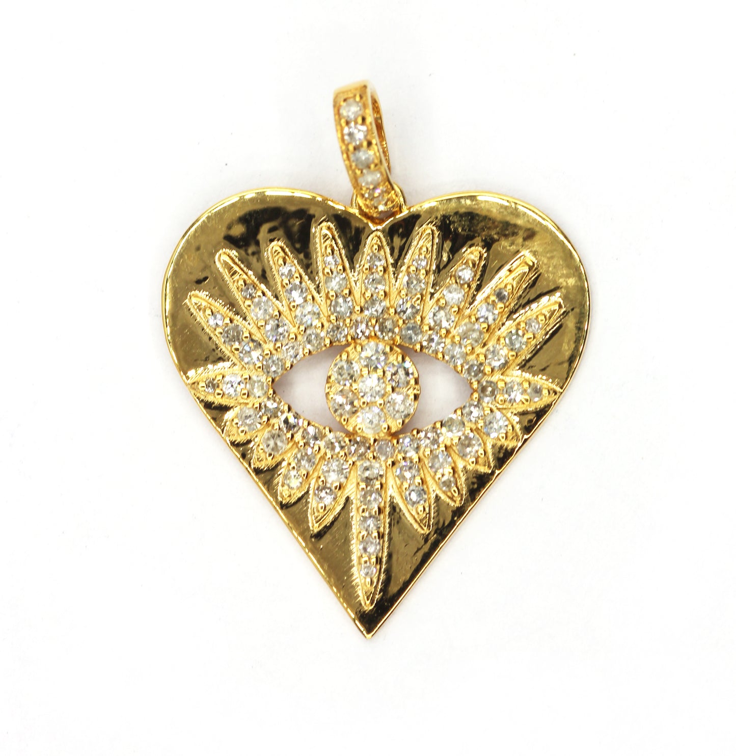 Heart 14k Solid Gold Diamond Pendants.