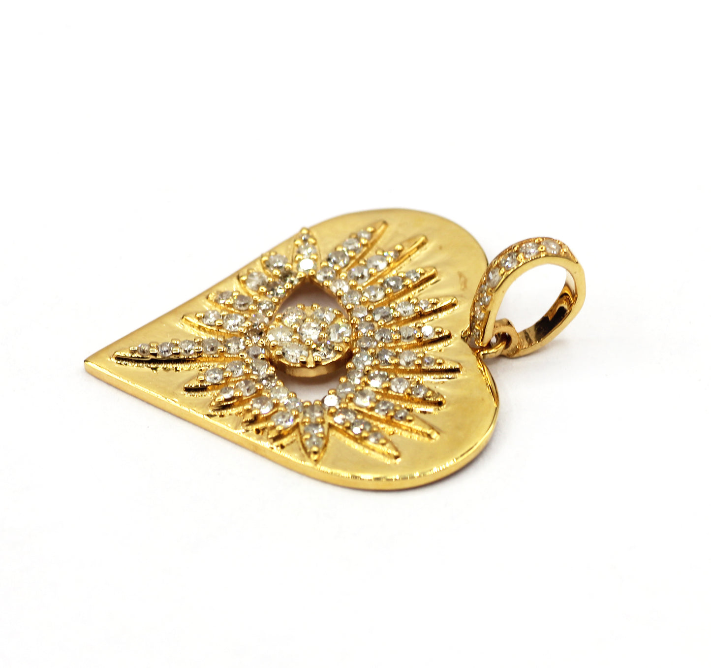 Heart 14k Solid Gold Diamond Pendants.
