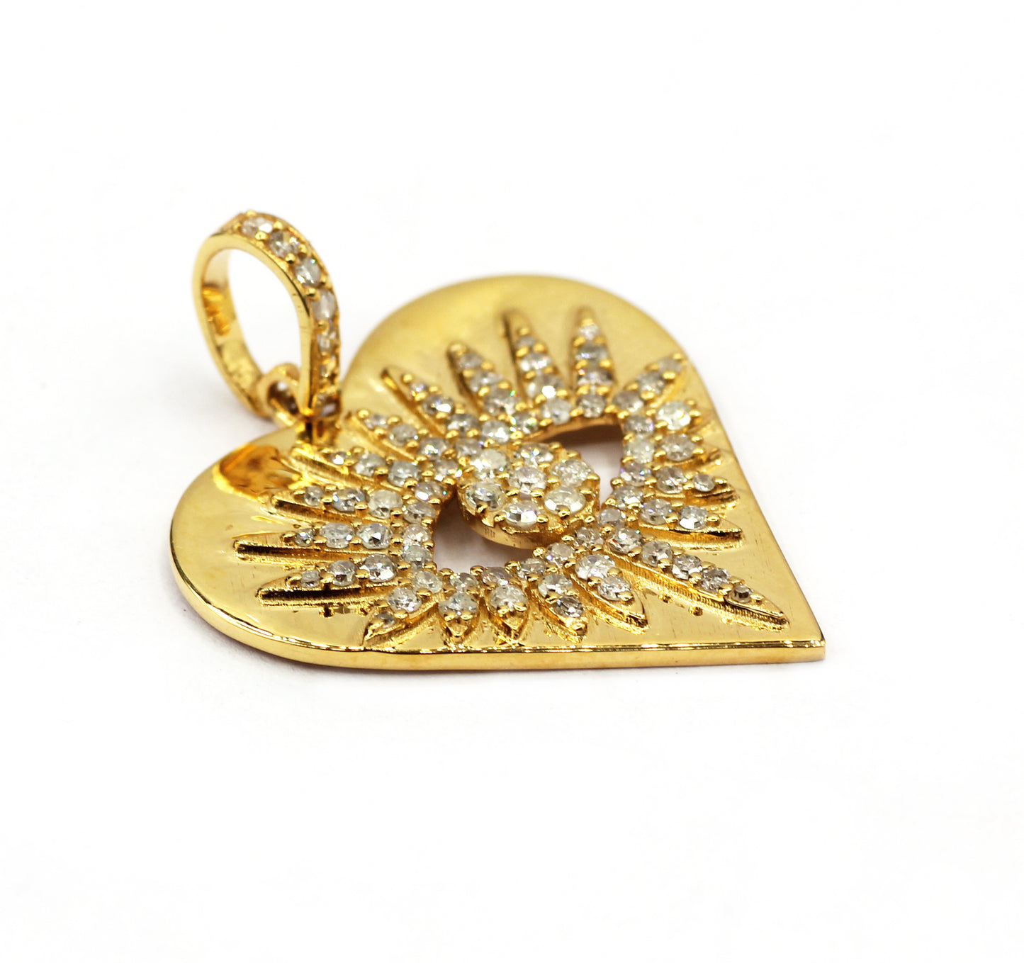 Heart 14k Solid Gold Diamond Pendants.