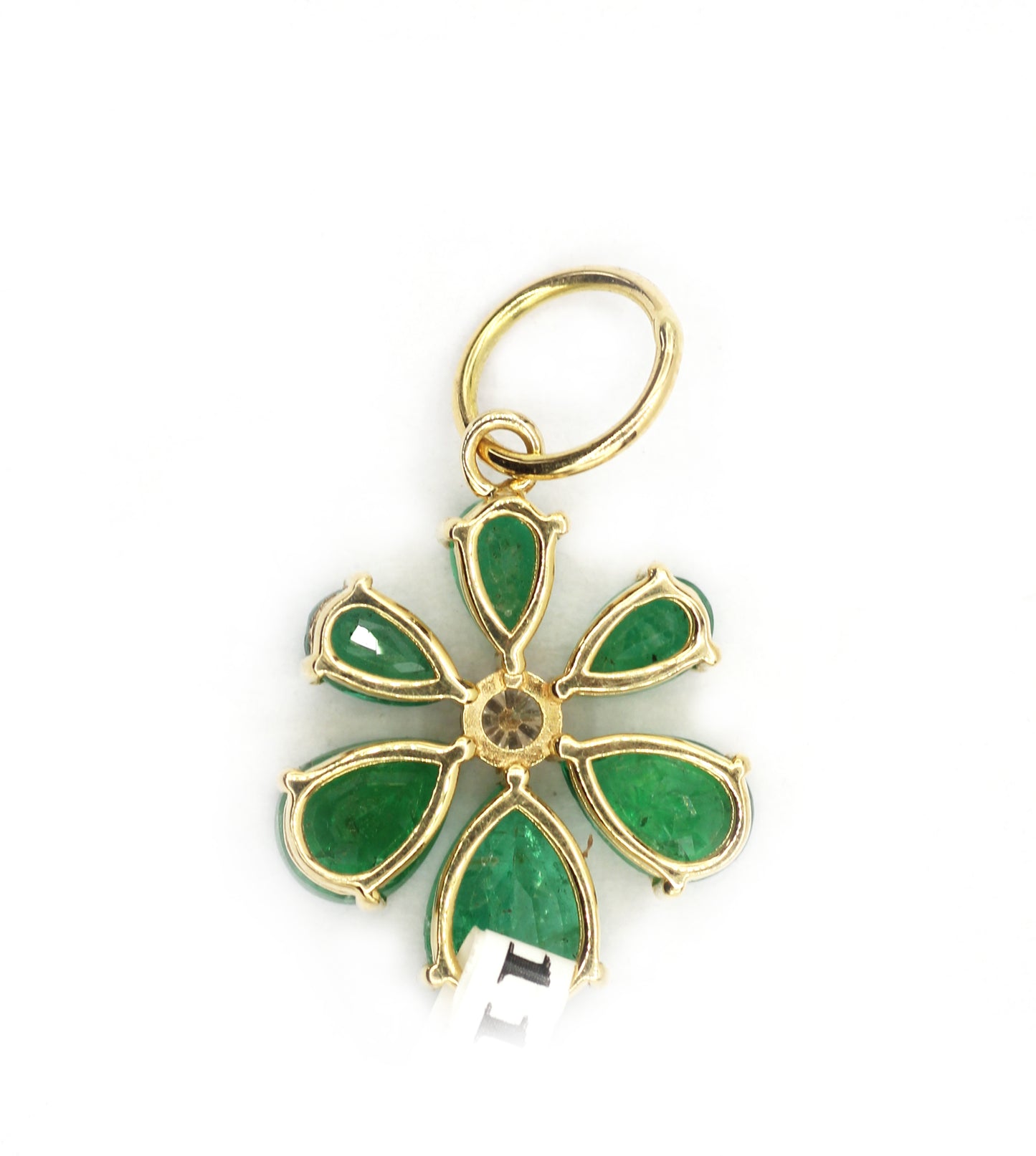 Flower 14k Solid Gold Diamond With Emerald Stone Pendants.