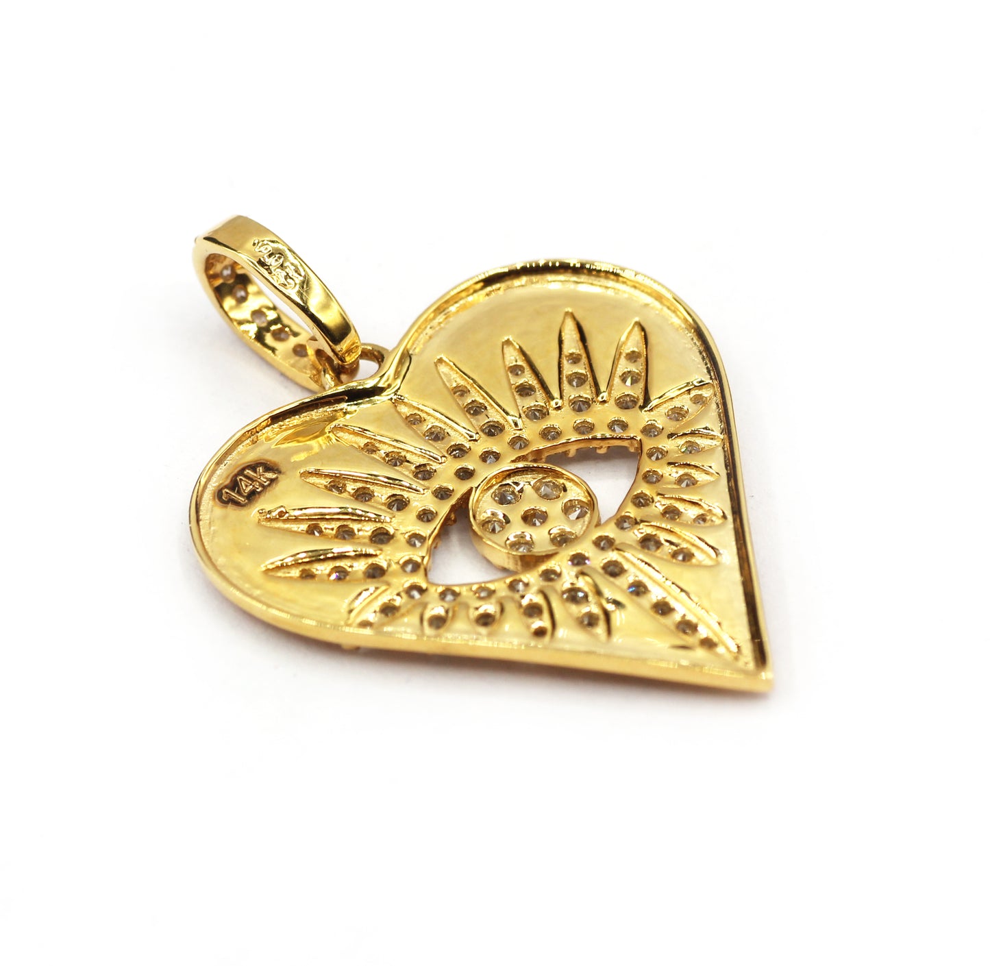 Heart 14k Solid Gold Diamond Pendants.