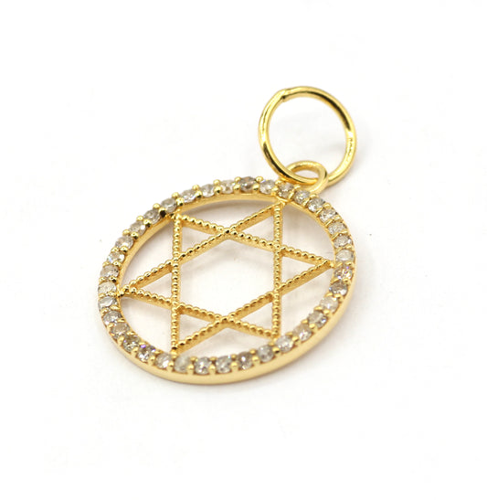 Round 14k Solid Gold Diamond Pendants.