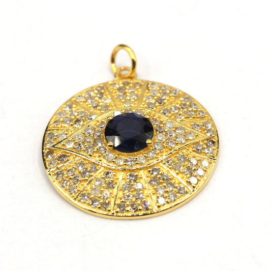 Evil Eye 14k Solid Gold Diamond Pendants.