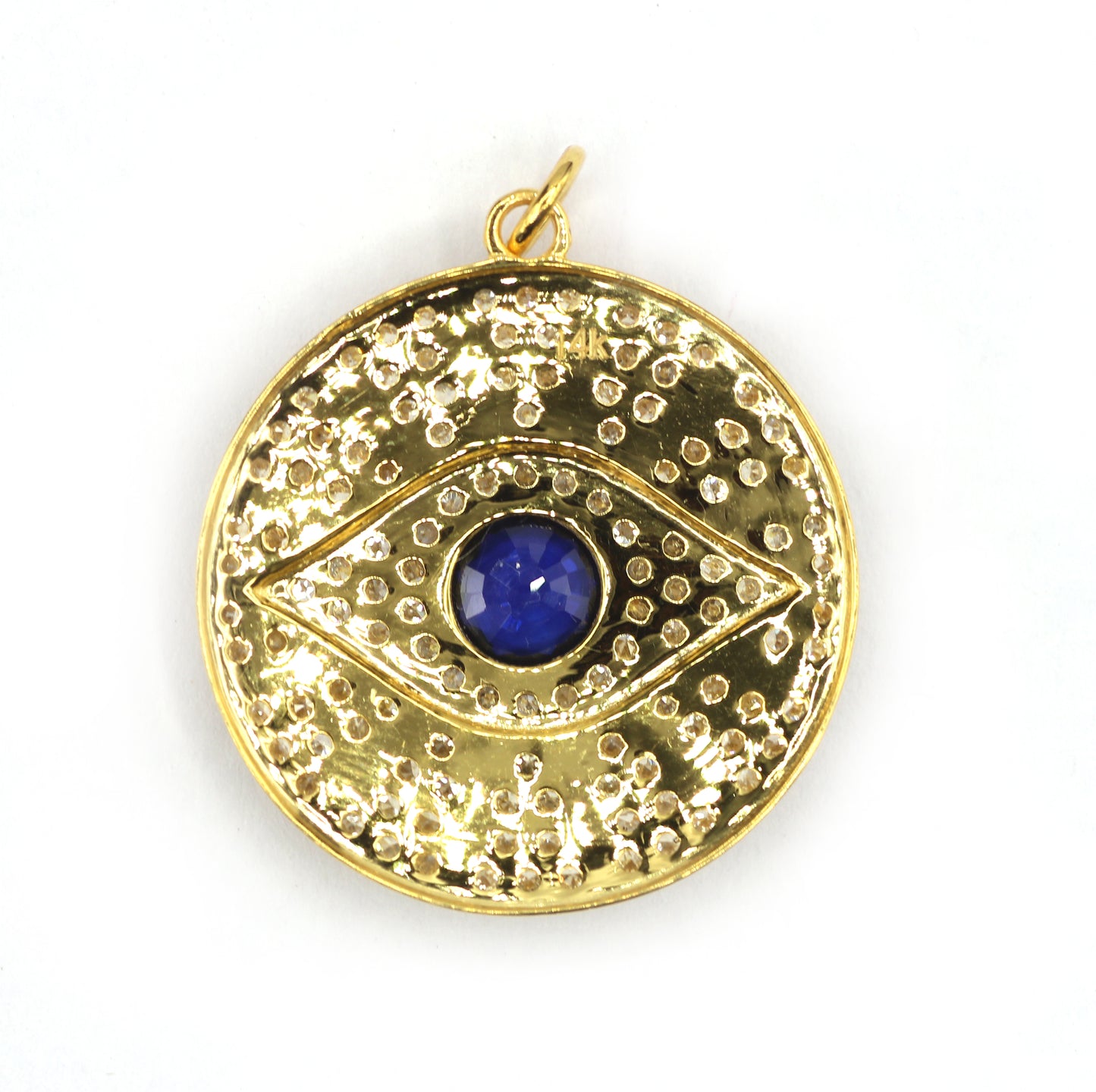 Evil Eye 14k Solid Gold Diamond Pendants.