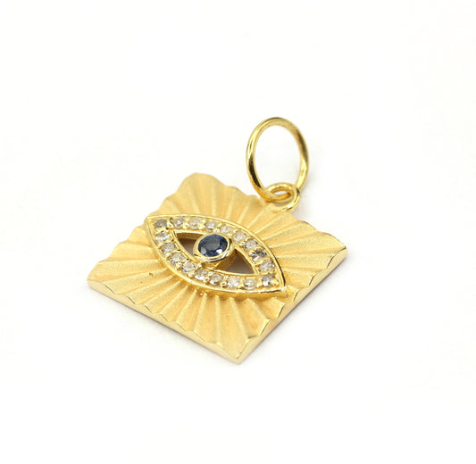 Evil Eye 14k Solid Gold Diamond Pendants.