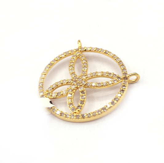 Round 14k Solid Gold Diamond Pendants.