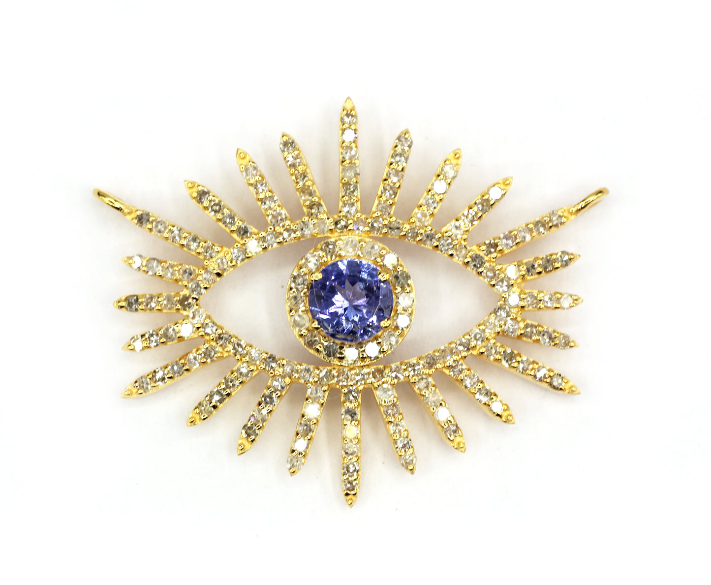 Evil Eye 14k Solid Gold Diamond Pendants.