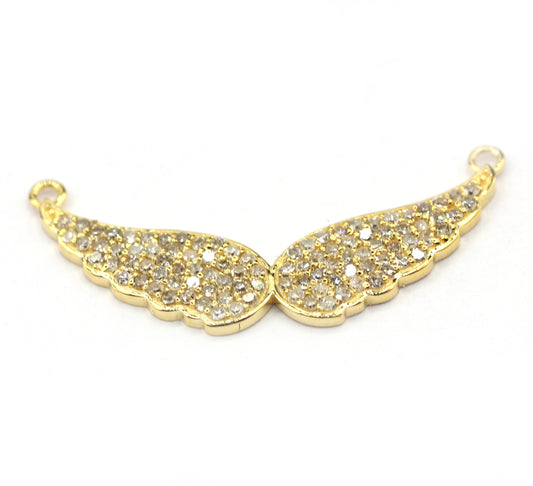 Wings 14k Solid Gold Diamond Pendants.