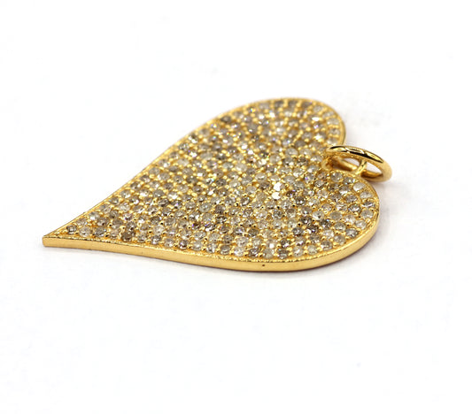 Heart 14k Solid Gold Diamond Pendants.