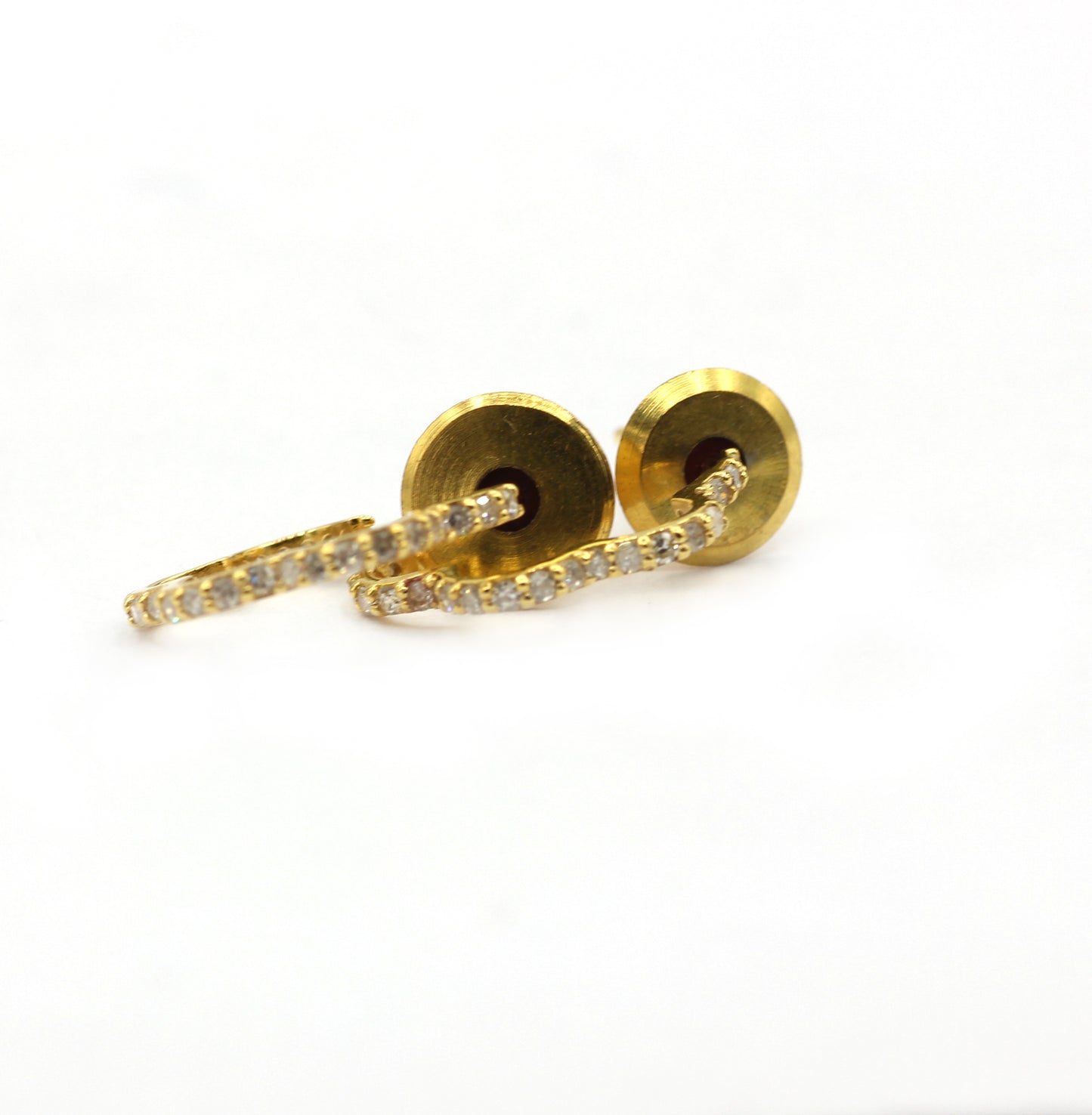Loop 14k Solid Gold Diamond Earring. Genuine handmade pave diamond Earring. 14k Solid Gold Diamond Earring..