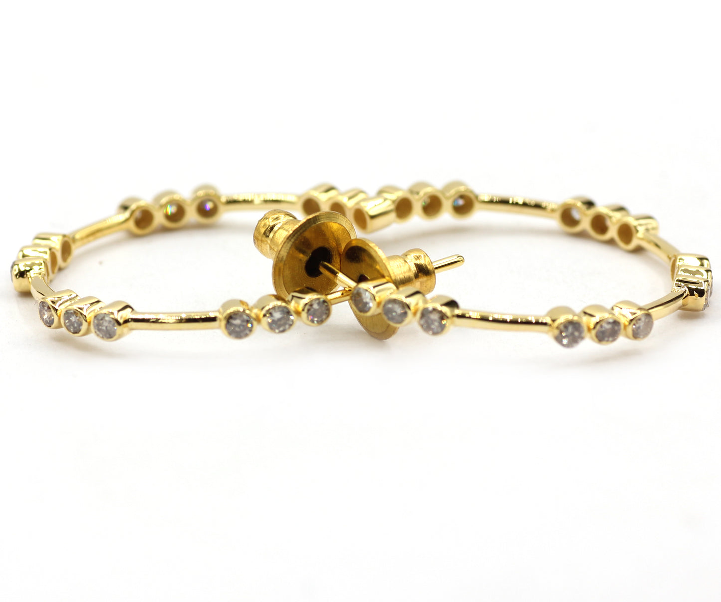 Loop 14k Solid Gold Diamond Earring. Genuine handmade pave diamond Earring. 14k Solid Gold Diamond Earring..